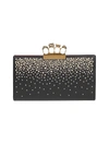 ALEXANDER MCQUEEN WOMEN'S PUNK FOUR-RING STUDDED LEATHER FLAT POUCH,0400010880080