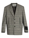 OFF-WHITE MEN'S CONSTRUCTED SINGLE-BREASTED CHECK JACKET,0400011312912