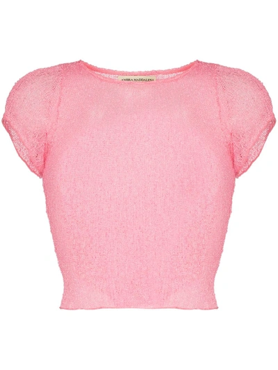 Ambra Maddalena Semi-sheer Cotton T-shirt In Rosa