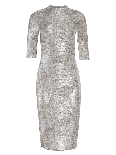 Alice And Olivia Women's Delora Fitted Metallic Dress In Silver