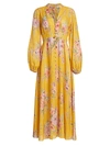 Zimmermann Zinnia Linen Maxi Puff-sleeve Dress In Golden Floral