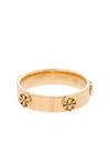 Tory Burch Gold Tone Raised Serif T Logo Ring In Gold