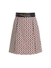 GUCCI WOMEN'S PRINTED COTTON CANVAS A-LINE SKIRT WITH LEATHER WAIST & BUCKLE BELT,0400011837358