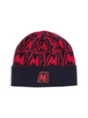 MONCLER MEN'S LOGO INTARSIA VIRGIN WOOL BEANIE,0400012925641