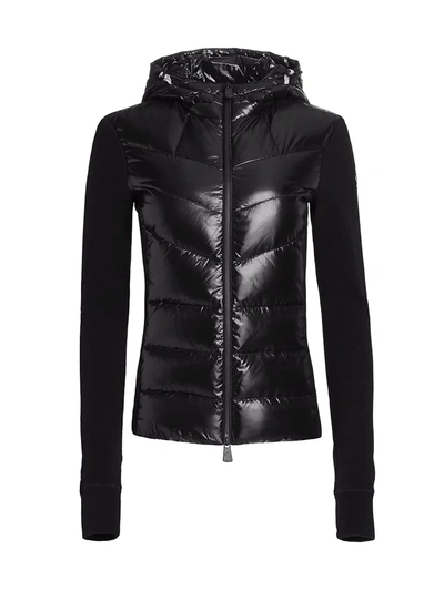 Moncler Grenoble Felpa Imbottita In Pile Con Zip E Cappuccio In Black