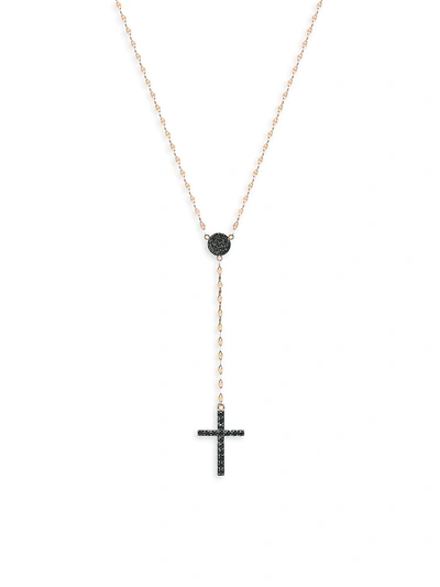 Lana Jewelry 14k Yellow Gold & Black Diamond Cross Lariat Necklace