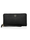 Tory Burch Robinson Zip Leather Continental Wallet In Black