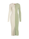 Staud Shoko Colorblock Sweater Dress In Green,white