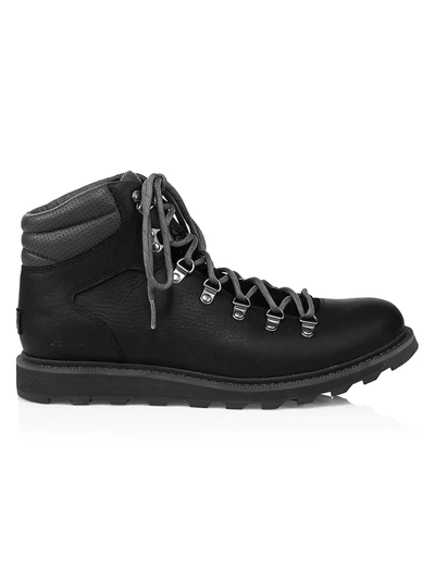 Sorel Madson Ii Suede-trimmed Textured-leather Hiking Boots In Black