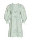 SEE BY CHLOÉ LACE EYELET PUFF-SLEEVE A-LINE DRESS,400013373769