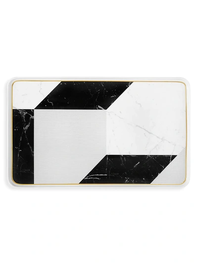Vista Alegre Carrara Large Porcelain Rectangular Platter In Black White