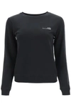 Apc Long-sleeve Black Crew Neck Top With Ribbed Cuffs In Blue