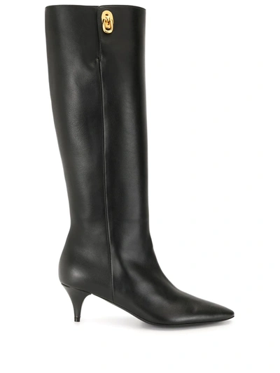 Tom Ford Croc-effect Leather Knee-high Boots In Black
