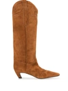 Khaite Dallas Western Suede Knee Boots In Brown