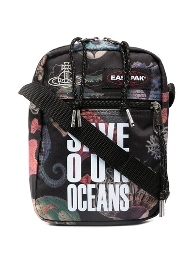Eastpak Vivienne Westwood 'save Our Oceans' Collaboration Messenger Bag In Black