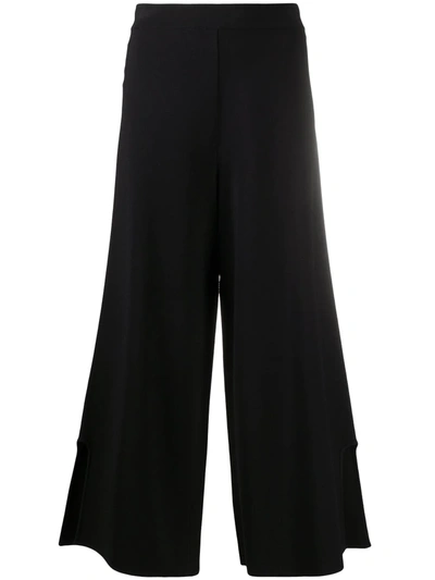 Stella Mccartney Side-slit Cropped Trousers In Black