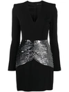 DAVID KOMA SEQUIN-PANELLED MINI DRESS