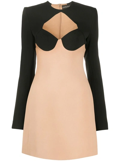 David Koma Colour-block Mini Dress In Brown