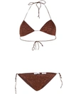 Oseree Metallic-thread Halterneck Bikini In Brown