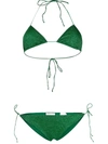 Oseree Metallic Serpent Bikini Set In Green