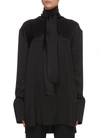 Jil Sander Friday P.m. Pussy-bow Silk Shirt In Black