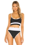 Beach Riot Eva Ribbed Colorblock Swim Top In Black & White
