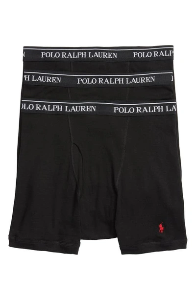 Polo Ralph Lauren 3 Pack Trunks In Black With Logo Waistband