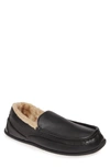 Deer Stags Slipperooz Men's Spun Indoor Outdoor S.u.p.r.o. Sock Cozy Moccasin Slipper In Black Faux Leather