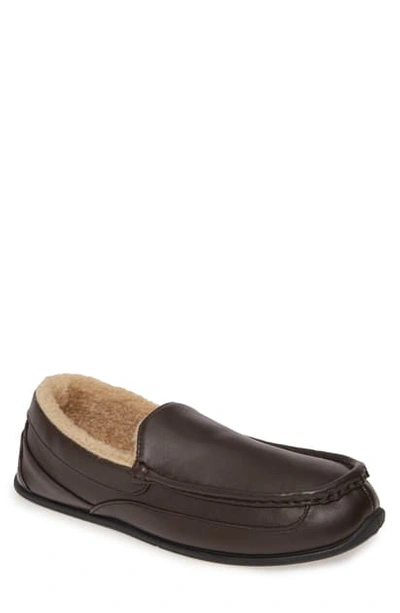 Deer Stags Spun Slipper In Dark Brown Faux Leather