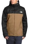 The North Face Venture 2 Hooded Waterproof Rain Jacket In Utility Brown/ Tnf Black