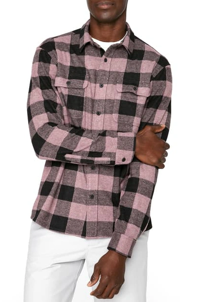 7 Diamonds Clint Stretch Buffalo Check Flannel Button-up Shirt In Dusty Blue