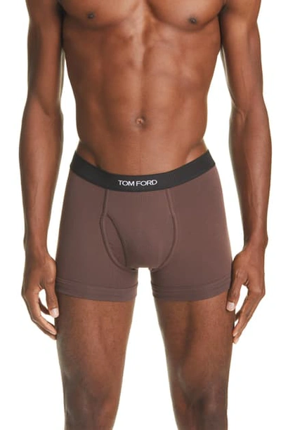 Tom Ford Stretch-cotton Boxer Briefs In Brown