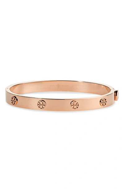 Tory Burch Rose Gold Tone Miller Hinge Stud Bangle