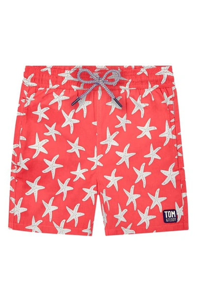 Tom & Teddy Kids' Little Boy's & Boy's Starfish Swim Trunks In Pink