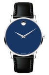MOVADO LEATHER STRAP WATCH, 40MM,0607270