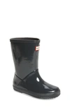 Hunter Unisex First Gloss Rain Boots - Walker, Toddler, Little Kid In Dark Slate