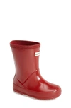 Hunter Kids' First Classic Waterproof Rain Boot In Military Red