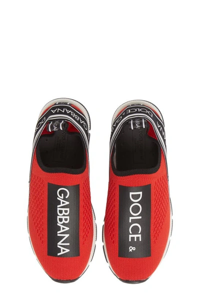 Dolce & Gabbana Kids' Logo Knit Slip-on Sneaker In Red