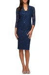 ALEX EVENINGS LACE COCKTAIL DRESS WITH JACKET,212264