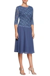 Alex Evenings Mock Two-piece Cocktail Dress In Wedgewood