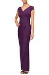 Alex Evenings Embellished Jersey Column Formal Gown In Summer Plum