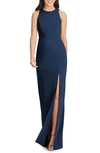 Dessy Collection Soho Metallic Column Gown In Midnight