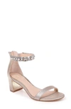 Jewel Badgley Mischka Katerina Ankle Strap Sandal In Light Gold Micro Glitter