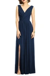 DESSY COLLECTION SURPLICE RUCHED CHIFFON GOWN,2894W