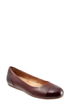 Softwalkr Sonoma Cap Toe Flat In Dark Red Leather
