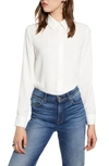 Halogenr Hidden Button Long Sleeve Blouse In Ivory Cloud