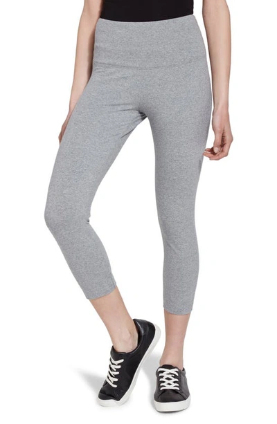 Lyssé Medium Control Flattering Cropped Cotton Leggings In Grey Melange