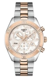 Tissot Pr 100 Diamond Chronograph Bracelet Watch, 38mm In Two Tone  / Gold / Gold Tone / Mother Of Pearl / Rose / Rose Gold / Rose Gold Tone / White