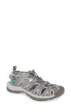 Keen Women's Whisper Hiking Sandal In Medium Grey In Grey/ Peacock Green Fabric