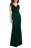 Dessy Collection Dessy Colleciton Cowl Neck Charmeuse Trumpet Gown In Evergreen